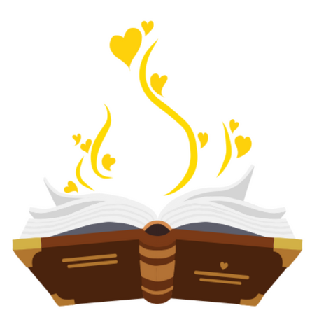 Book A magic book with gold filaments and hearts flowing from it.