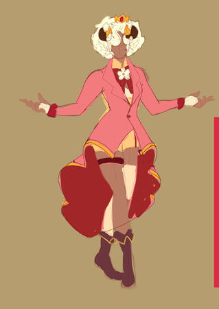 Coat Draft - Fifth - February 2024 Taking the cream palette version and a new outfit design. Inspired by magical girls and magicians. This includes the outer layer, pink coat.
