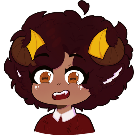 Simplified PNGtuber - October 2023 A simplified PNGtuber, using cherry red and smiling with the ram horns.